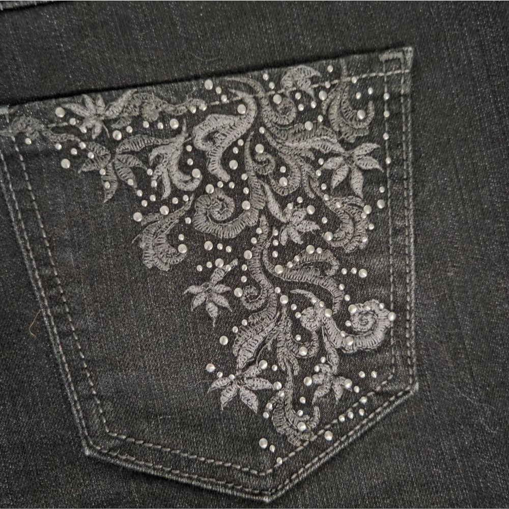 Bandolino Charcoal Black Stretch Bling Pocket Bootcut Jeans - Picture 12 of 12